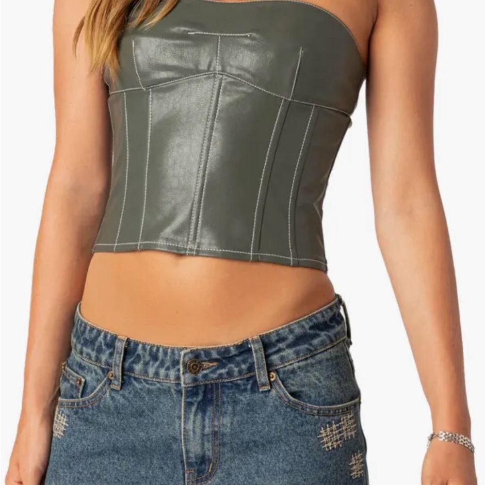 Green Strapless Women's Top